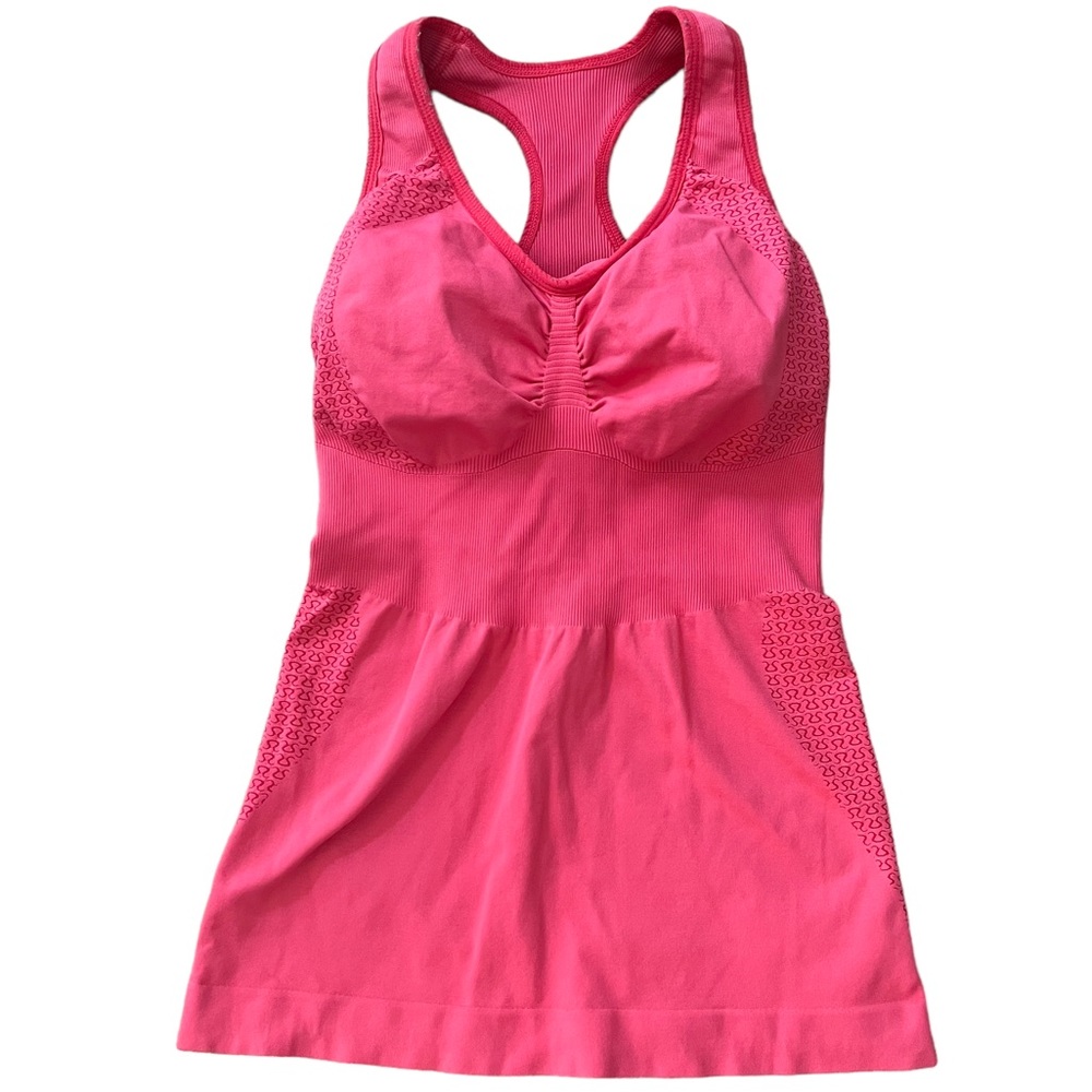 RARE Lululemon Athletica‎ Run Heartbeat Coral Pink Athletic Tank Top 4